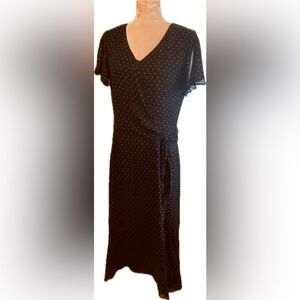 Elegant Silk Black Polka Dot Dress